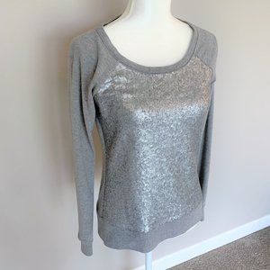 Banana Republic Grey Sequin Dressy Sweatshirt